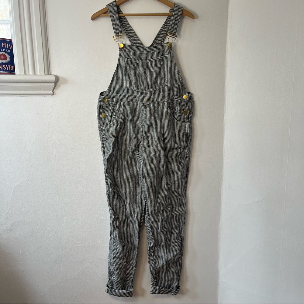 WEWOREWHAT linen stripe overalls